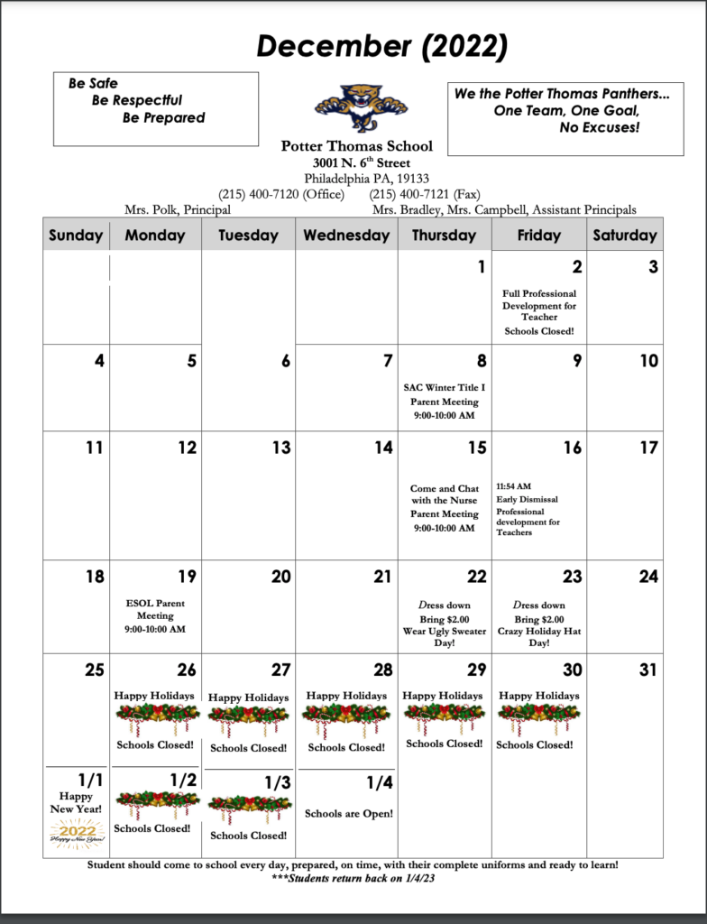 PotterThomas School The School District of Philadelphia